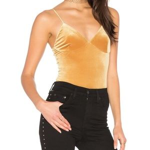Revolve MISA Los Angeles Naomi Bodysuit in Gold